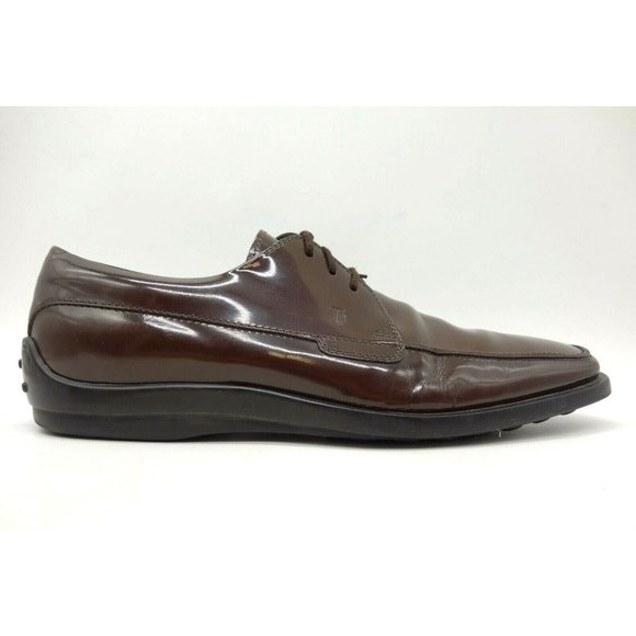 Tods Brown Patent Leather Dress Casual Lace Up Oxfords Shoes Men\'s 9 main image 11